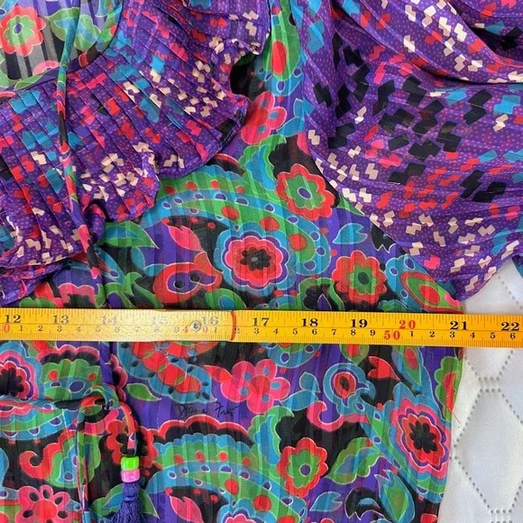 Diane Freis 2 Piece Skirt Set Womens OS Purple Floral Georgette Good Vintage - Picture 9 of 10